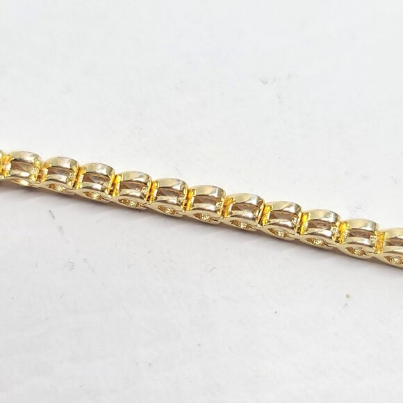Gold plated heart tennis bracelet w clear crystals, 7in, Christmas holiday gift - Picture 9 of 9